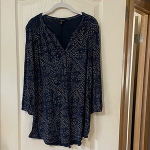 Lucky Brand Navy Paisley Scoop Neck Top